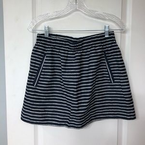 Jcrew navy and white striped skirt